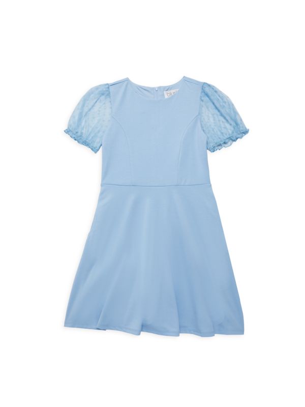 Us Angels Girl's Puff Sleeve Fit & Flare Dress